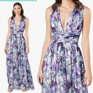 DRESS THE POPULATION Jaclyn Floral Print Chiffon Maxi Dress size
XS